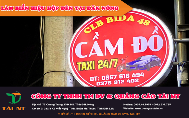 Làm bảng hiệu hộp đèn tại Đăk Nông